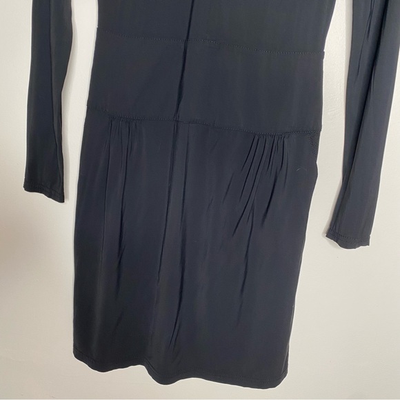 EMPORIO ARMANI Black Wool Blend Mini Dress with Red Collar - Size 4 - Picture 6 of 12